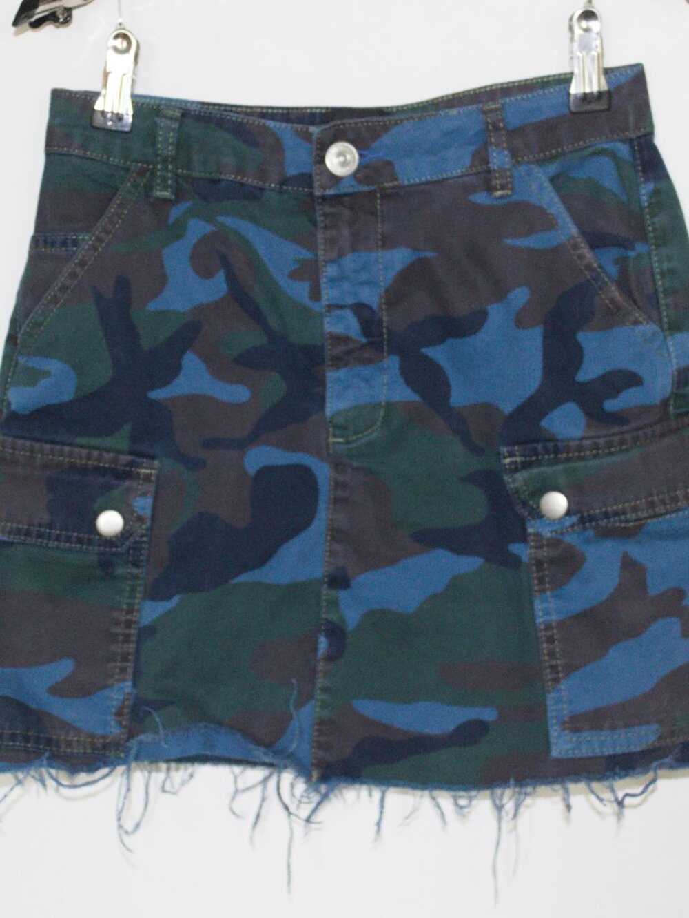 BDG Mini Skirt Size XS Blue and Green Camouflage